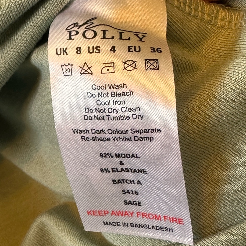 Oh Polly NWT SZ 4 the Renee long sleeve asymmetrical, hem, Sage Green Mini Dress - Picture 15 of 16
